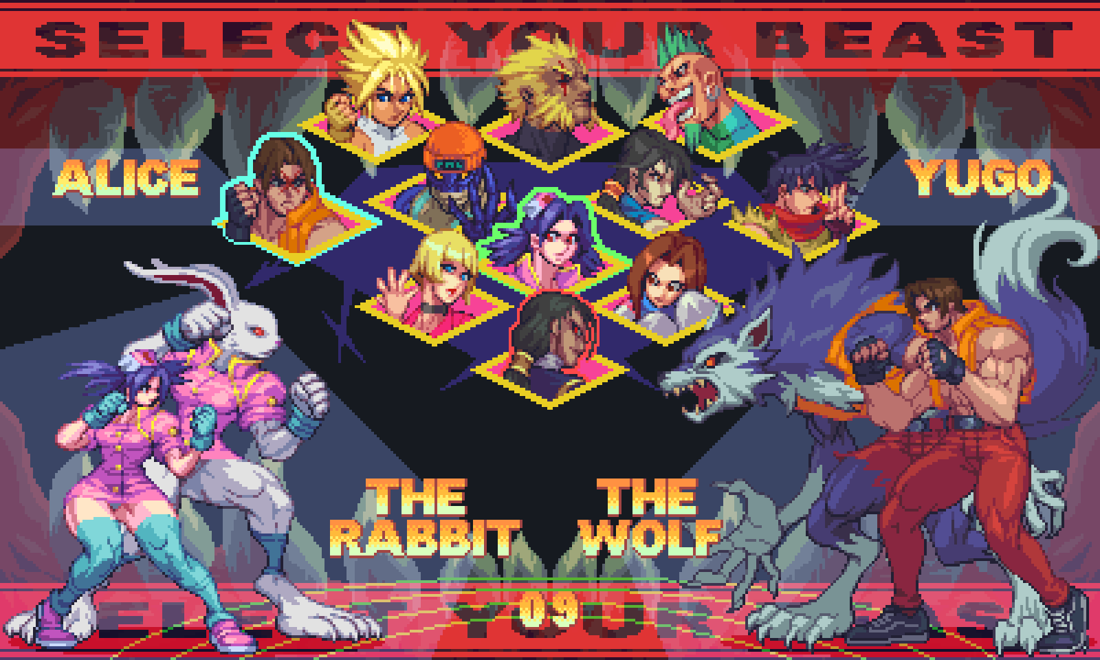 All characters pixel art